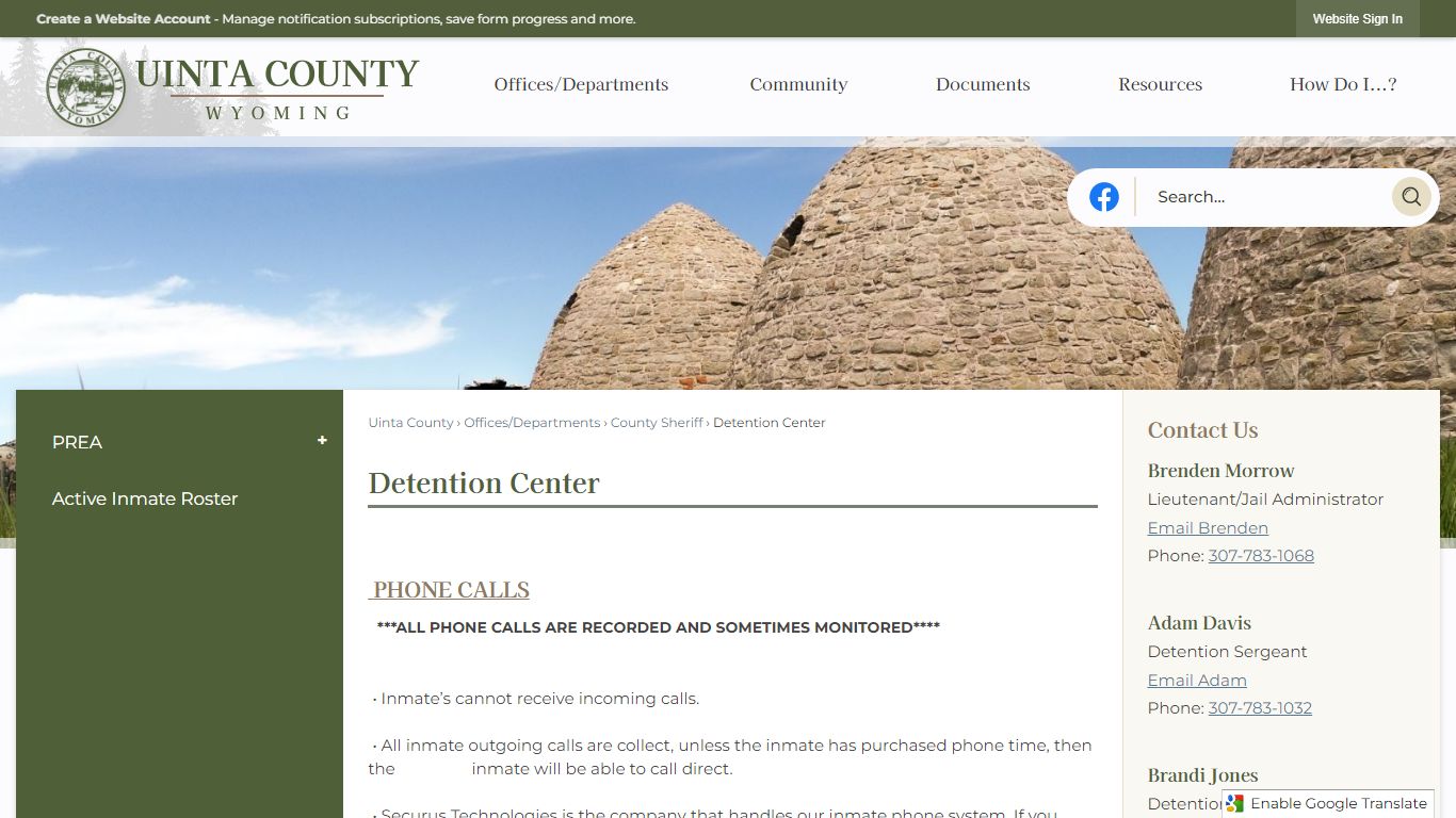 Detention Center | Uinta County, WY - Official Website