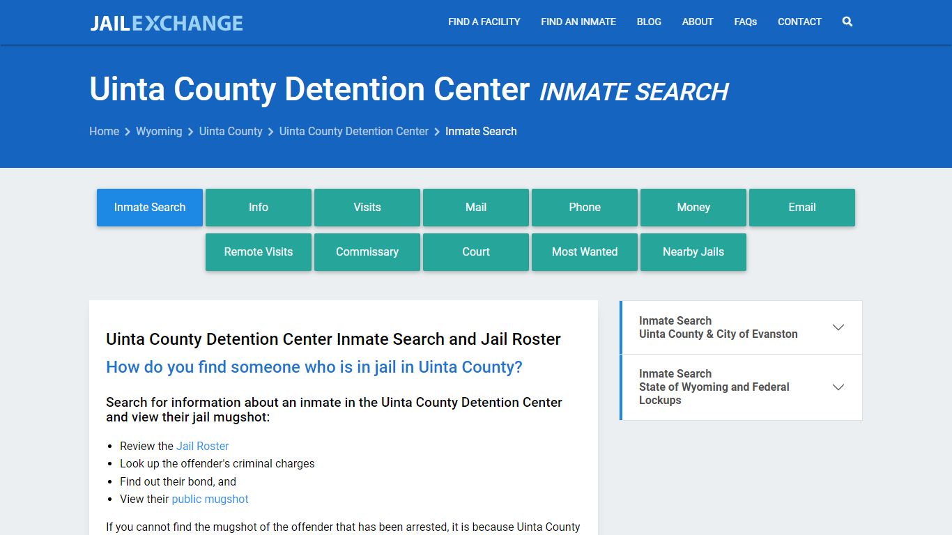 Uinta County Detention Center Inmate Search - Jail Exchange